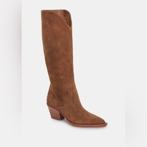 Dolce Vita Raj brown suede western boot wide calf size 8  new in box